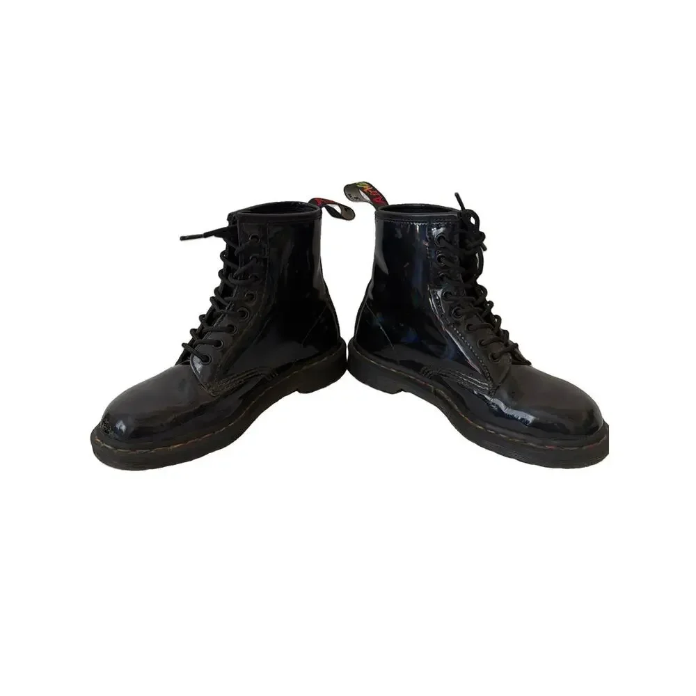 Dr Martens Patent Leather Rainbow US 7 boots 8-eye 1460 doc pride flag stitching